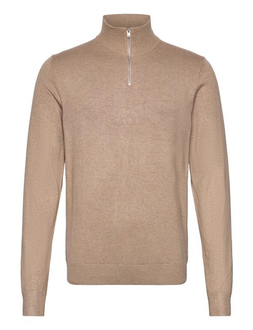 Ecovero Half Zip L/S Knit Lindbergh Beige