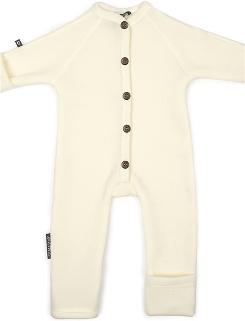 Jumpsuit, Merino Wool W. Buttons, Offwhite Smallstuff Beige