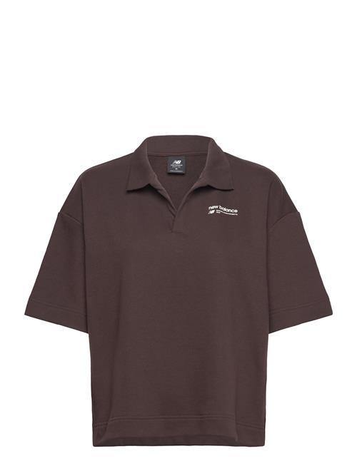 New Balance Linear Heritage French Terry Collared Shirt New Balance Brown