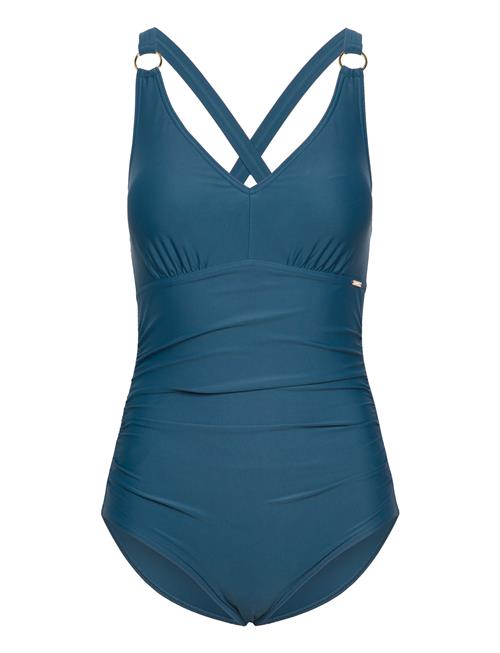 Speedo Womens Shaping V Neck 1 Piece Speedo Blue