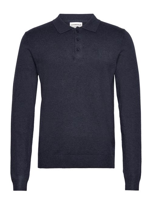 Se Lindbergh Long Sleeve Knitted Poloshirt Lindbergh Navy ved Booztlet