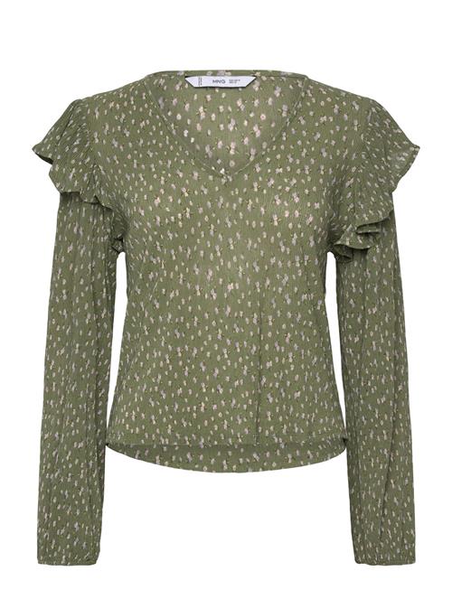 Mango Ruffles Printed Blouse Mango Green