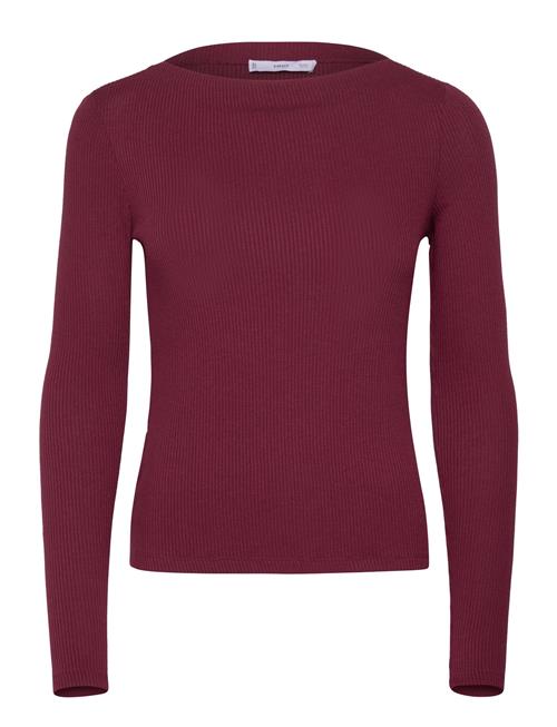 Long-Sleeved Knitted T-Shirt Mango Burgundy