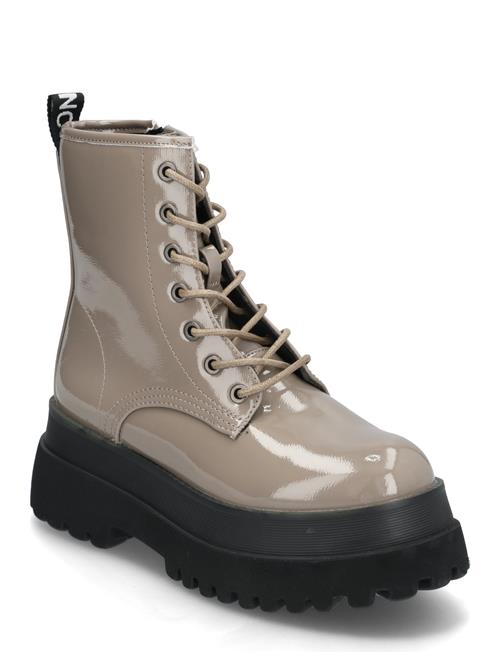 Bianco Biagas Lace Up Platform Boot Patent Aquarius Bianco Grey