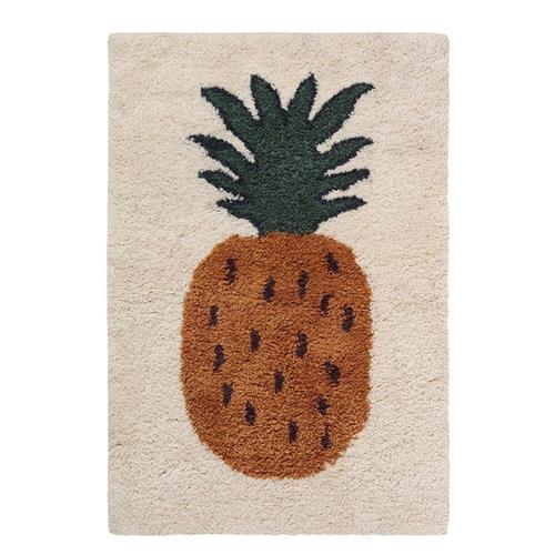 ferm LIVING Fruiticana Lille Tuftet Tæppe Med Ananas Beige | Hvid | 0