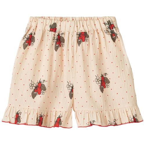 Se Fliink Summerbuzz Prikket Shorts Med Jordbær Sandsell | Beige | 2 years ved Babyshop