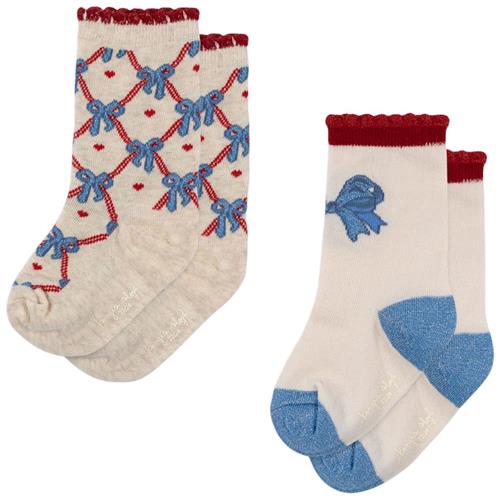 Konges Sløjd 2 Pack Jaquard Socks  Bow Mix | Blå | 22-24 EU