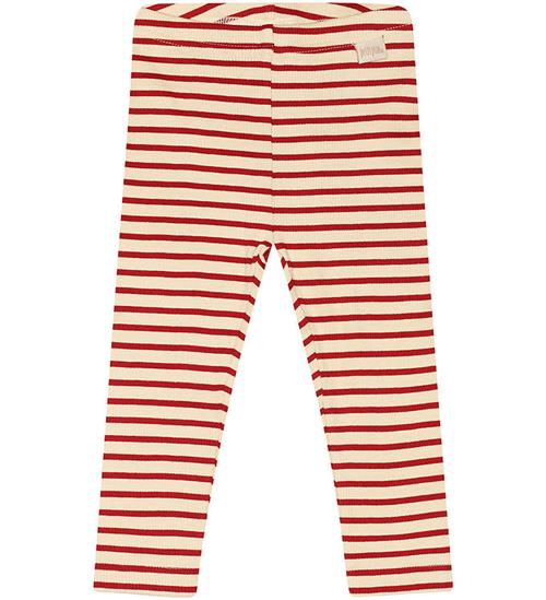 Se Petit Piao Leggings - Rib - Modal - Chili Pepper/Dark Off White ved KidsWorld