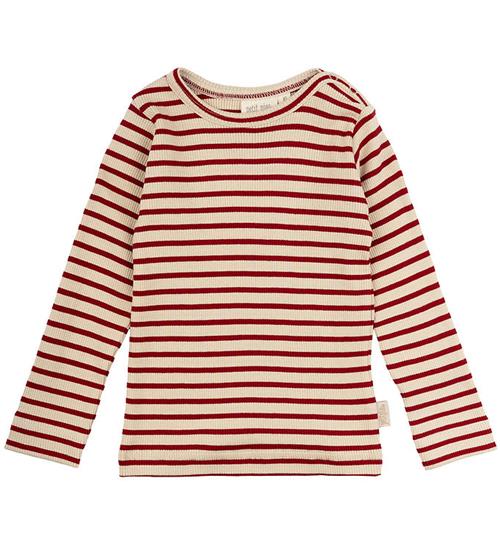 Se Petit Piao Bluse - Rib - Modal - Chili Pepper/Dark Offwhite ved KidsWorld