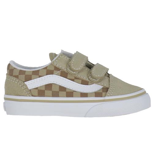 Se Vans Sko - Old Skool V Neutral Checkerboard - Brown/True White ved KidsWorld