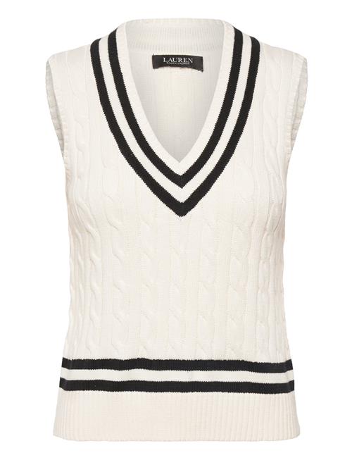 Se Lauren Ralph Lauren Cable-Knit Cotton Cricket Sweater Vest Lauren Ralph Lauren Cream ved Booztlet