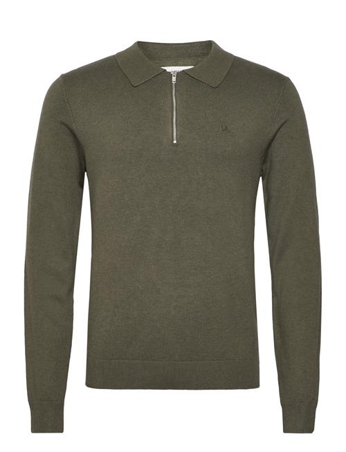 Se Lindbergh Ecovero L/S Zip Polo Lindbergh Khaki ved Booztlet