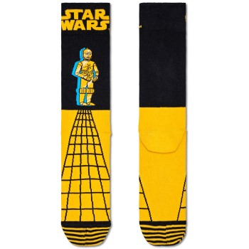 Happy socks Strømper Star Wars C-3PO Sock Sort/Gul bomuld Str 36/40