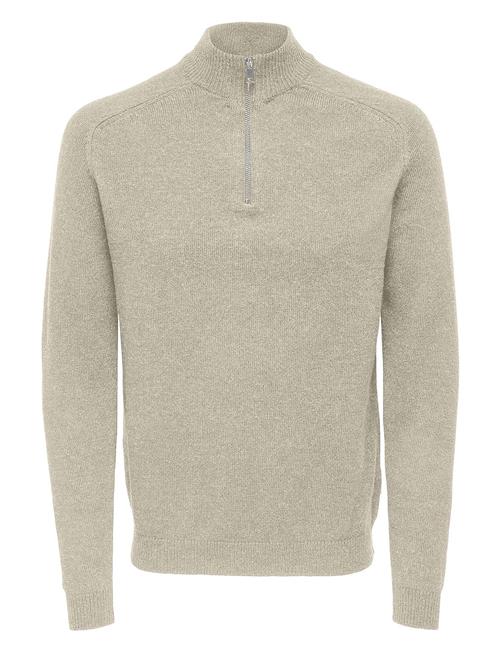 ONLY & SONS Onsedward Reg 7 Wool Half Zip Knit Cs ONLY & SONS Beige