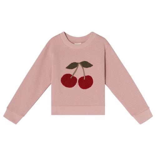 Se Kuling GOTS Heraklion Sweatshirt Woody Rose Cherry Appliqué | Lyserød | 98/104 cm ved Babyshop