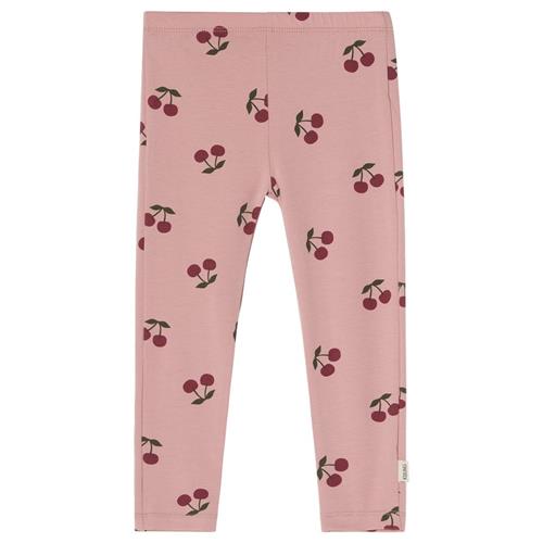 Kuling GOTS Serrai Mønstrete Leggings Med Kirsebær Woody Rose | Lyserød | 86/92 cm