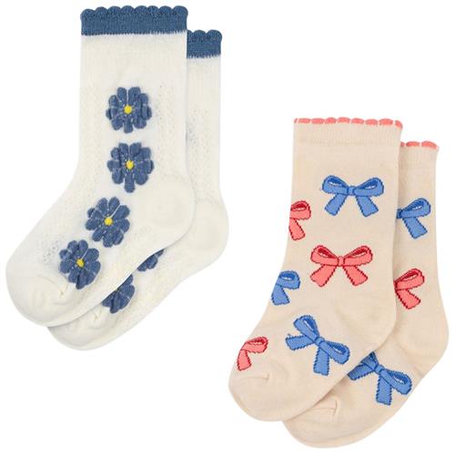 Se Konges Sløjd 2 Pack Jaquard Socks  Bow Mix | Blå | 19-21 EU ved Babyshop