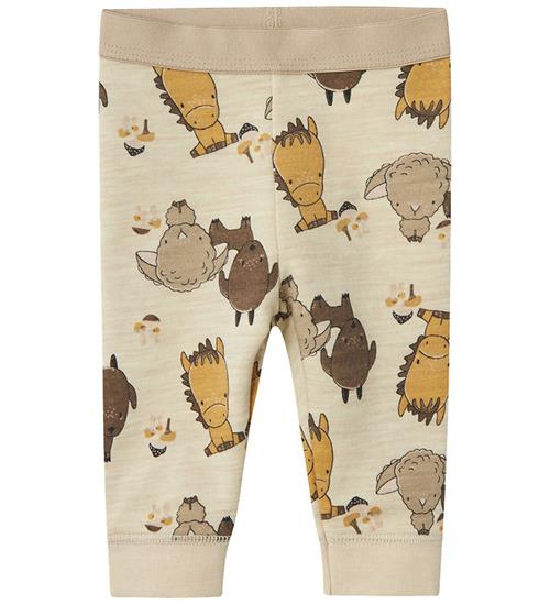 Se Name It Leggings - Uld/Bomuld - NbnWup - Peyote Melange/AOP ved KidsWorld