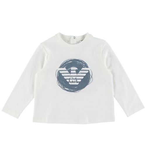 Se Emporio Armani Bluse - Hvid m. StÃ¸vet BlÃ¥ ved KidsWorld