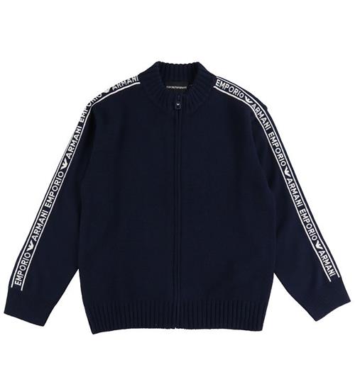 Se Emporio Armani Emporio Armani Cardigan - Akryl/Uld - Navy m. Logostriber ved KidsWorld