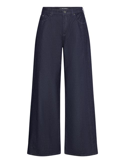 Karl Lagerfeld Mid Rise Wide Leg Denim Pants Karl Lagerfeld Blue