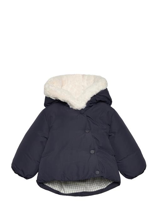 Se Mango Anorak With Shearling-Effect Hood Mango Navy ved Booztlet