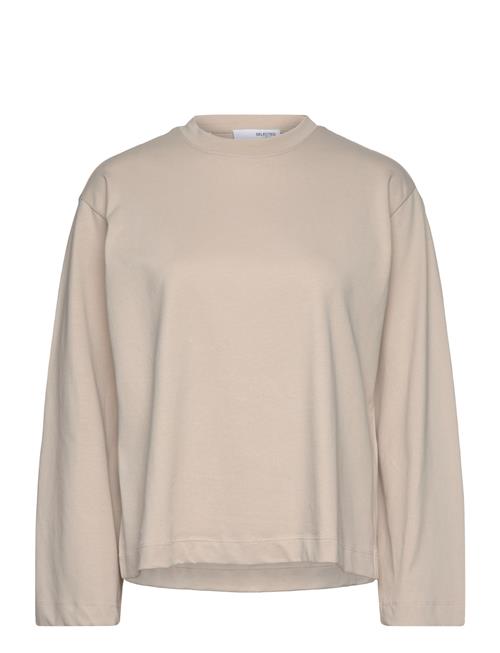 Slfelisa Ls Boxy Tee D2 Selected Beige
