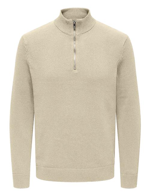 Se ONLY & SONS Onsfabian Life Reg 7 Half Zip Knit ONLY & SONS Beige ved Booztlet