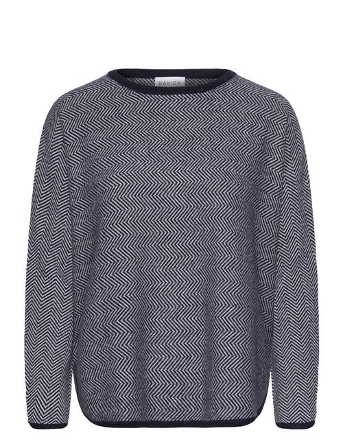 Se Curved Herringb Sweater Davida Cashmere Navy ved Booztlet