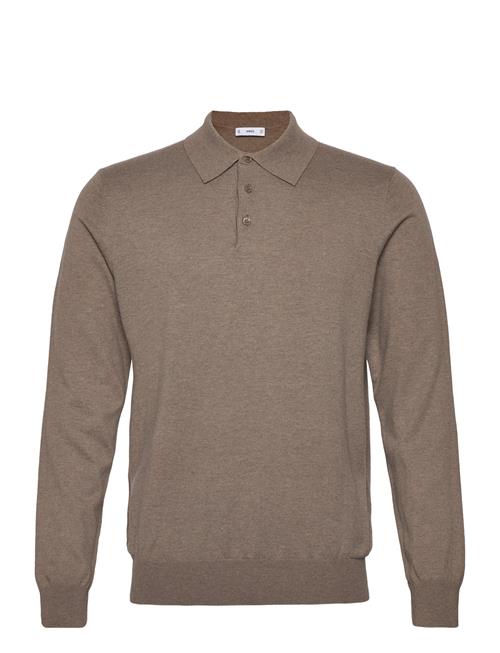 Se Mango Long-Sleeved Cotton Jersey Polo Shirt Mango Brown ved Booztlet