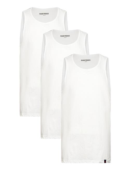 Se Denim project Dp Tanktop 3 Pack Denim Project White ved Booztlet