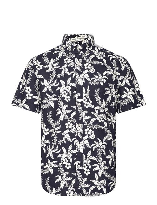 GANT Reg Cotton Linen Palm Ss Shirt GANT Navy