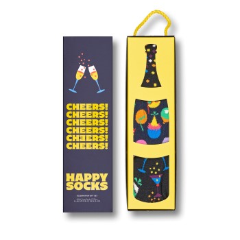 Happy socks Strømper 3P Celebration Socks Gift Box Sort mønstret bomuld Str 36/40