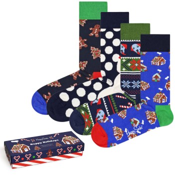 Happy socks Strømper 4P Gingerbread Cookies Gift Box Flerfarvet bomuld Str 41/46