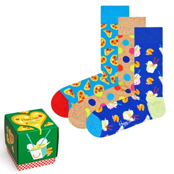 Happy socks Strømper 3P Pizza Love Sock Gift Box Flerfarvet bomuld Str 41/46