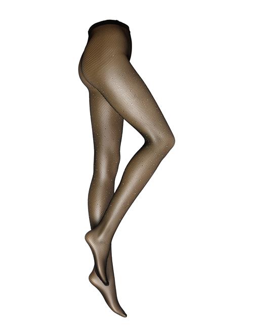 Se Pcclaire Fishnet Glitter Tights Noos Pieces Black ved Booztlet