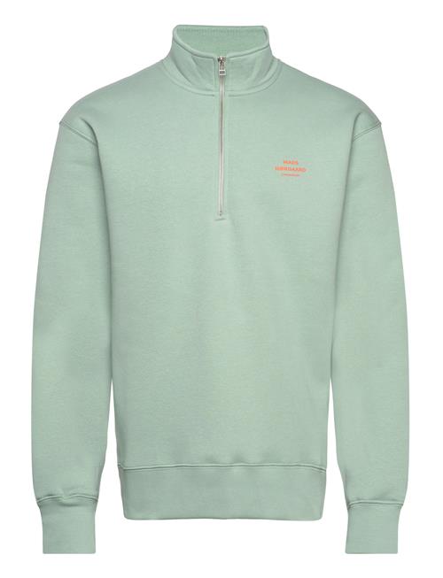 Se Mads Nørgaard Standard Half Zip Logo Sweat Mads Nørgaard Green ved Booztlet