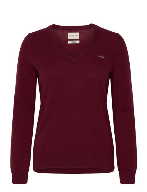 GANT Extrafine Lambswool Blend V-Neck GANT Burgundy