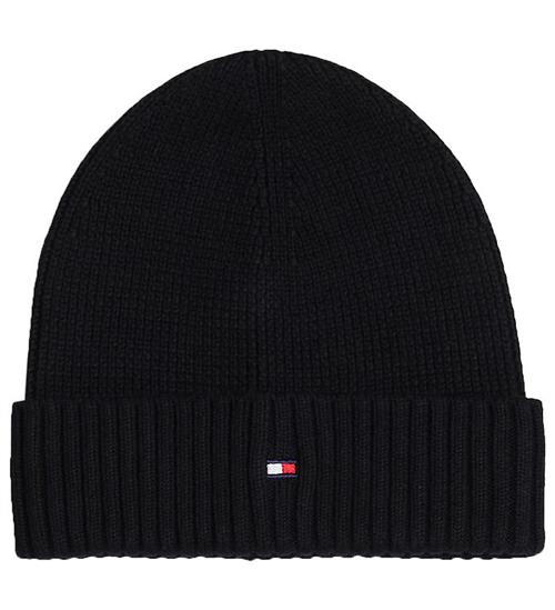 Se Tommy Hilfiger Hue - Strik - Small Flag Beanie - Black ved KidsWorld