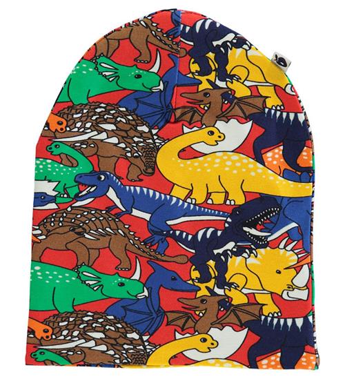 Se SmÃ¥folk SmÃ¥folk Hue - Vendbar Beanie m. Ã?bler Og Dinosaurer - Apple Red ved KidsWorld