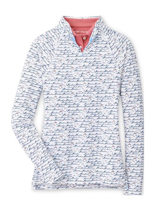 Se Peter Millar Birdie Print Raglan Sleeve Perth Layer Peter Millar White ved Booztlet