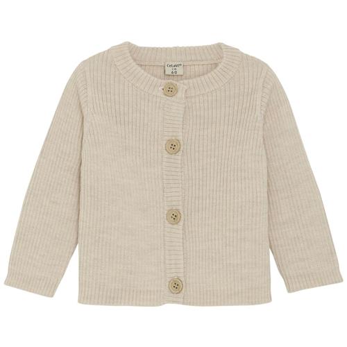 Se Celavi Cardigan Dune Melange | Beige | 60 cm ved Babyshop