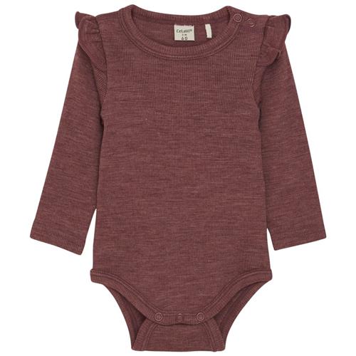 Se Celavi Uld-bodysuit Wild Ginger Melange | Rød | 60 cm ved Babyshop