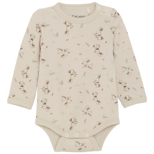 Se Celavi Mønstret Babybody Woodsmoke | Beige | 70 cm ved Babyshop