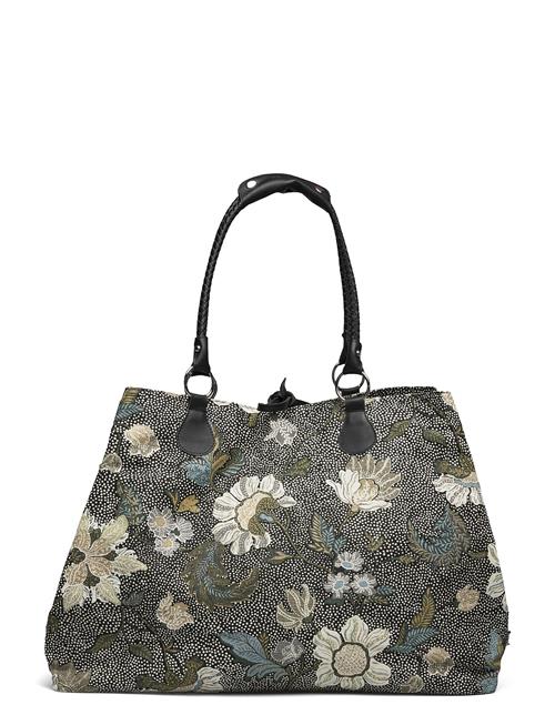 Ceannis Weekend Bag Black Flower Linen Ceannis Patterned