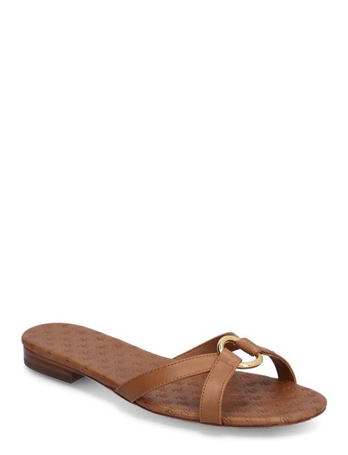 Lauren Ralph Lauren Emmy Burnished Leather Slide Sandal Lauren Ralph Lauren Brown