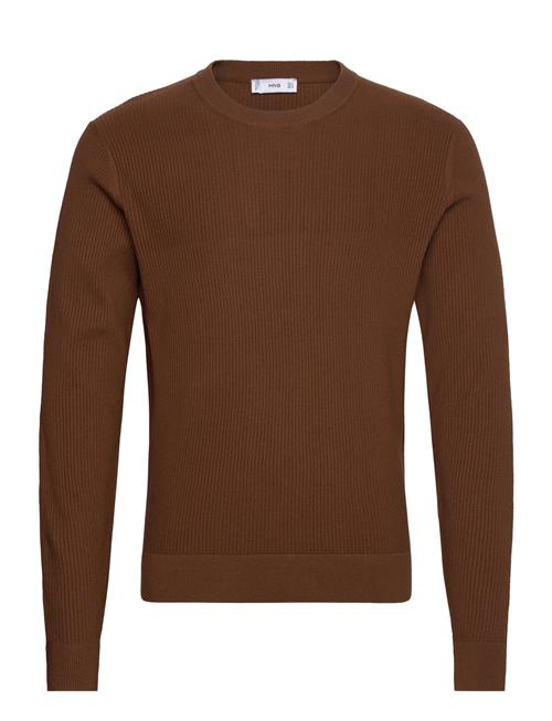 Mango Ribbed Cotton Knitted Sweater Mango Brown