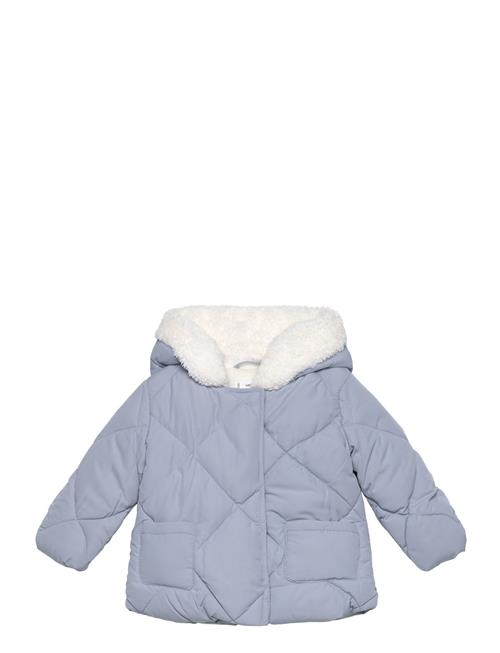 Mango Hears Hood Quilted Coat Mango Blue