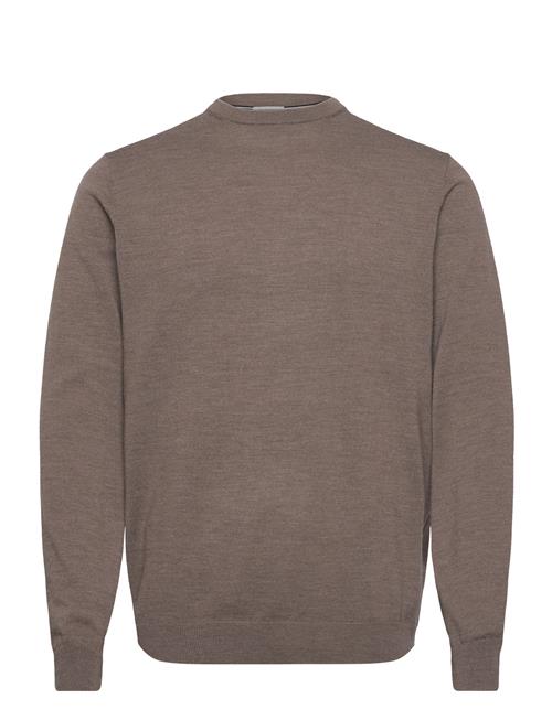 Se Lindbergh 100 % Merino Crew Neck Knit Lindbergh Brown ved Booztlet