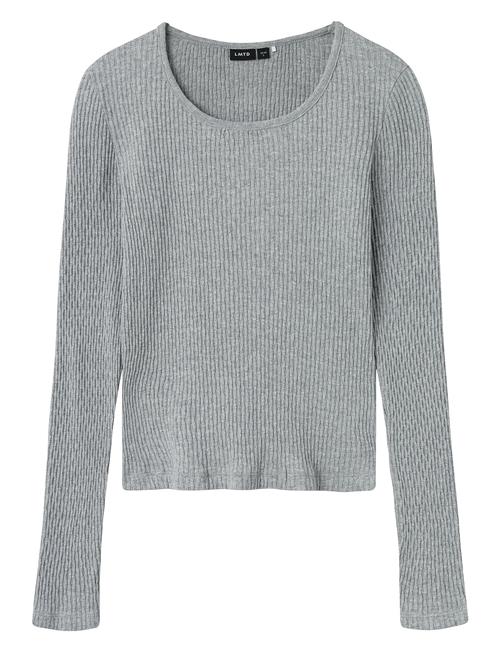 Se LMTD Nlfninusa Ls Deep O-Neck S Top LMTD Grey ved Booztlet